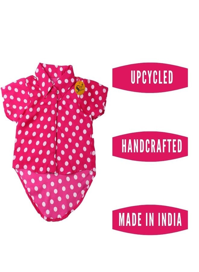 سايج سكوير قميص كلاب مطبوع عليه رسومات مربعة باللون الأخضر الزيتوني، قميص كلاب عصري فائق النعومة وخفيف الوزن، ملابس كلاب مريحة وجيدة التهوية، زي عصري (وردي منقط) (مقاس كبير جدًا - 28 بوصة) - Image 3